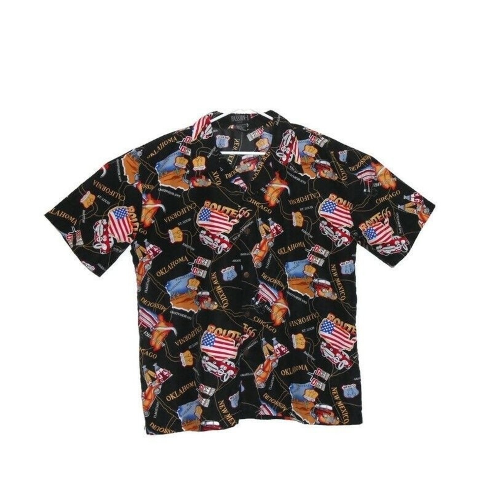 Passion I Mens XL Shirt,‎ Route 66 Button Front, United States, Famous Cities